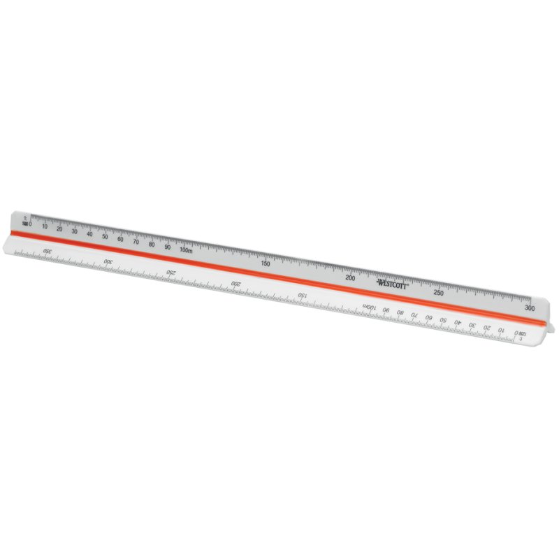WESTCOTT règle triangulaire plastique, blanc, 300 mm